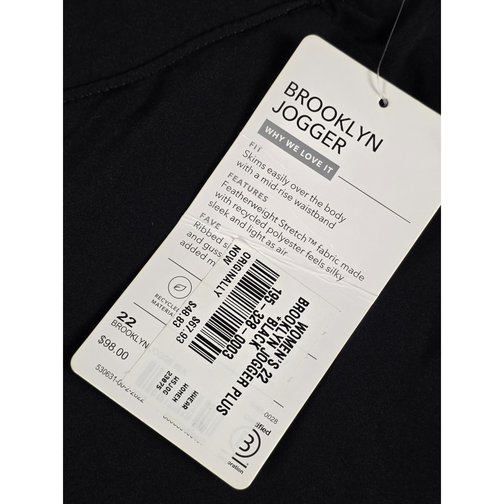 ATHLETA Brooklyn Joggers Black Solid Pattern Tapered Women's Size 22 NWT - Picture 3 of 9